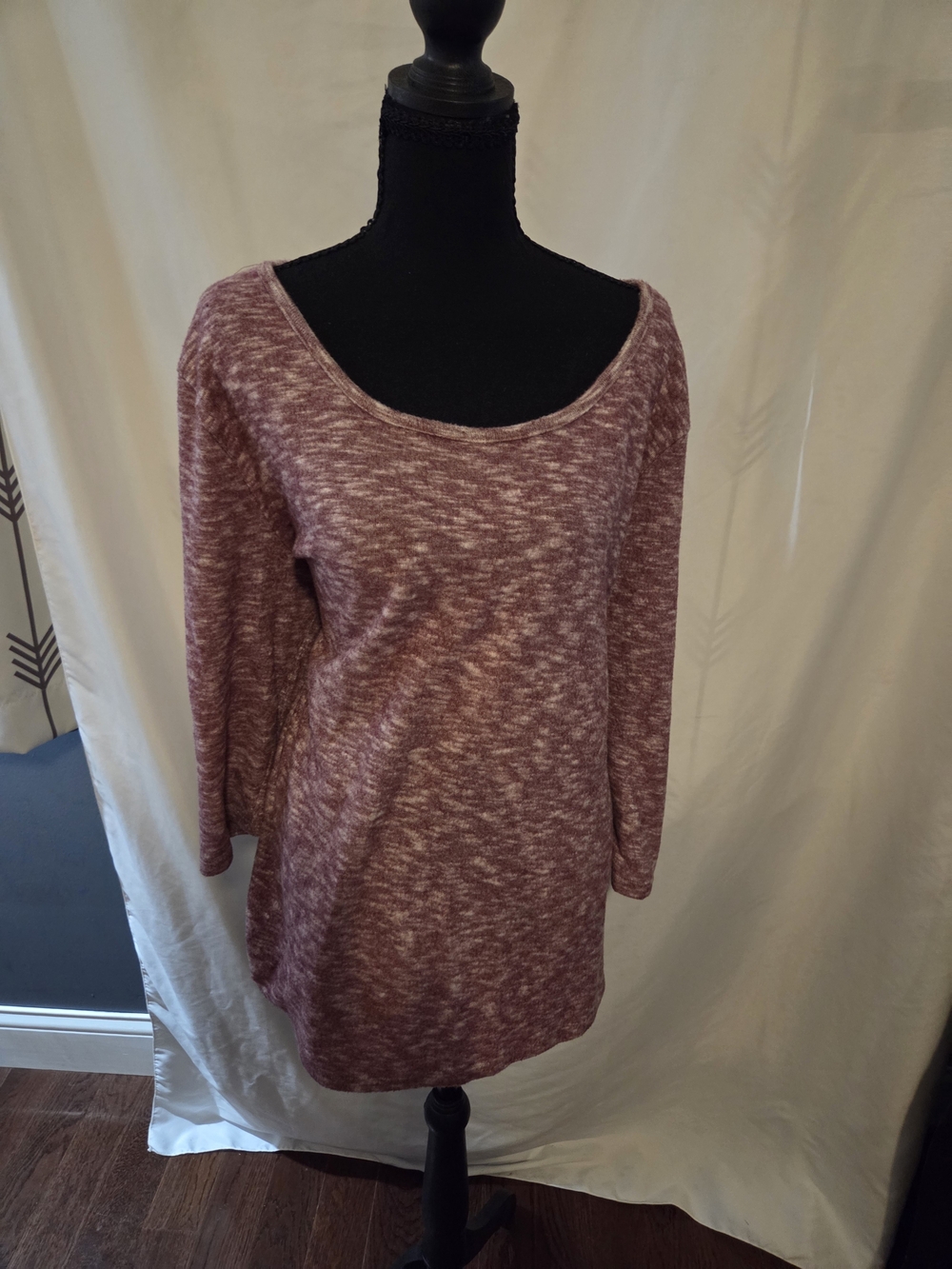 Women's Marled Mauve Long-Sleeve Tunic Dress